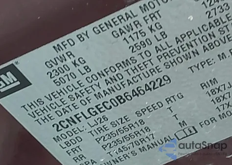 2011 Chevrolet Equinox Ltz z USA, uszkodzony, nr VIN 2CNFLGEC0B6464229